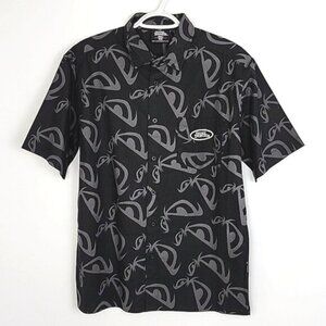 NWT No Fear Men's Black Grey Button Up Short Sleeves Cotton Shirt Size Small